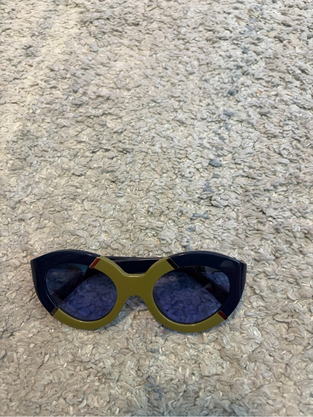 Karen Walker Flowerpatch Sunglasses 1501581 Two Tone Navy Olive Blue Lens
